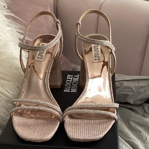 Badgley Mischka Rebekah Square Toe Crystal Shoes Size 10